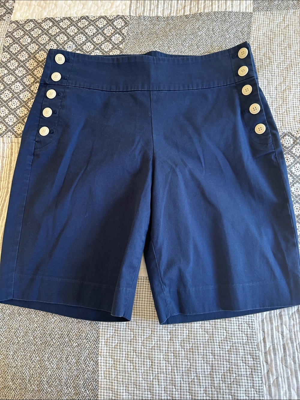 Navy blue sailor style Bermuda shorts